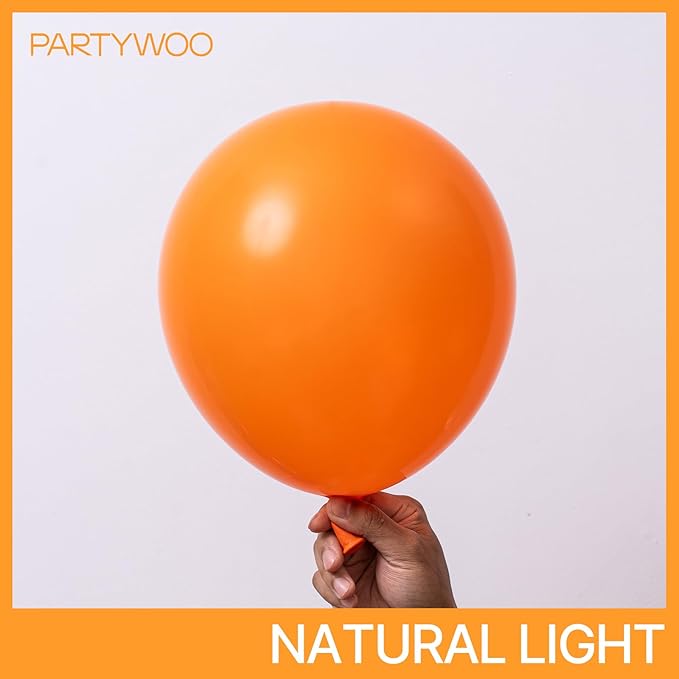 PartyWoo Orange Balloons 100pcs Different Sizes of 18 12 10 5 Inch Matte Autumn Balloon Arch Kit Garland for Thanksgiving Halloween Fall Little Cutie Baby Shower Birthday Party Decorations Orange-Y9