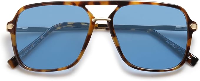 SOJOS Sunglasses for Women & Men, Square, Retro, Polarized Lens, Trendy Aviator, 90s Shades