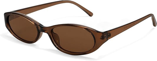 Retro Oval Sunglasses for Women Chic Cat Eye 90s Sunnies Lightweight Narrow Shades Trendy UV protection Sun Glasses