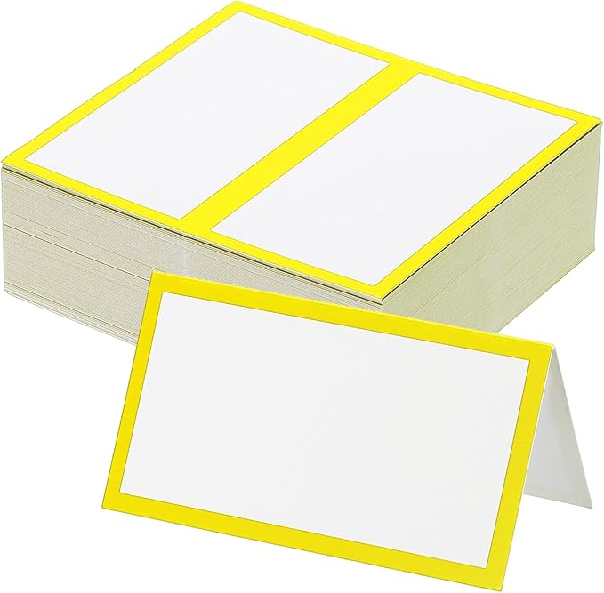 PATIKIL 50Pcs Table Place Cards, 3.5 x 2 Inches Blank Name Place Cards for Table Setting Wedding Reception Buffet, Yellow