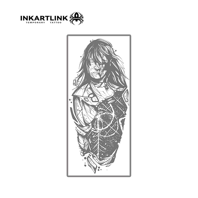 INKARTLINK Semi Permanent Tattoo, Creative Party Tattoo, Exquisite and Realistic Design, Interesting Tattoo Experience, Cruelty-free, Non-reflective, Waterproof (Half-Faced Stone Statue)