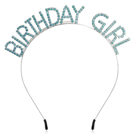 AOPRIE Birthday Crown for Women Girls - Princess Tiara with Rhinestones and Happy Birthday Accessories, Blue