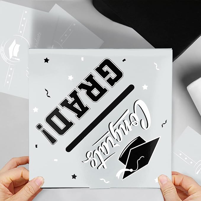 Gatherfun Graduation Party Decorations Graduation Box Graduation Card Box for Graduation Gift Graduation Party Favors Decor Party Supplies Silver
