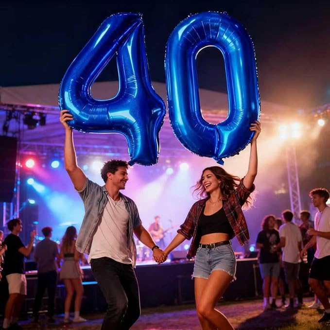 Laser Navy Blue Number 40 Balloons 40 Inch Giant Number Dark Blue 40 Foil Mylar Balloons for 40th Birthday Anniversary Events Party Decorations