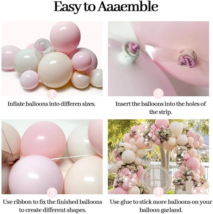 Pastel Pink White Balloon Arch Double Stuffed Light Pink White Sand Blush Balloon Garland Kit Peach Ivory Cream Balloons for Birthday Baby Shower Bridal Wedding Baby in Bloom Party Decor