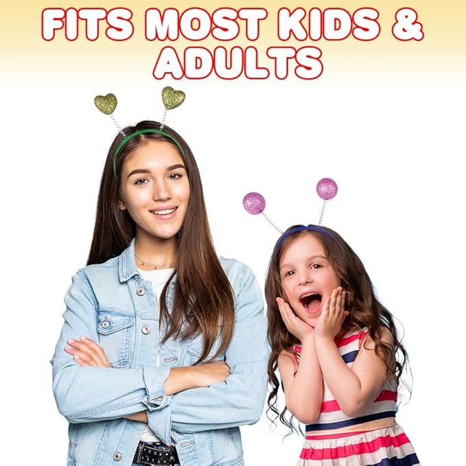 ArtCreativity Sparkly Head Boppers for Kids, Set of 12, Cute Headbands for Girls and Boys with Assorted Designs, Unique Birthday Hats for Kids, Halloween Costume Accessories, Princess Party Favors