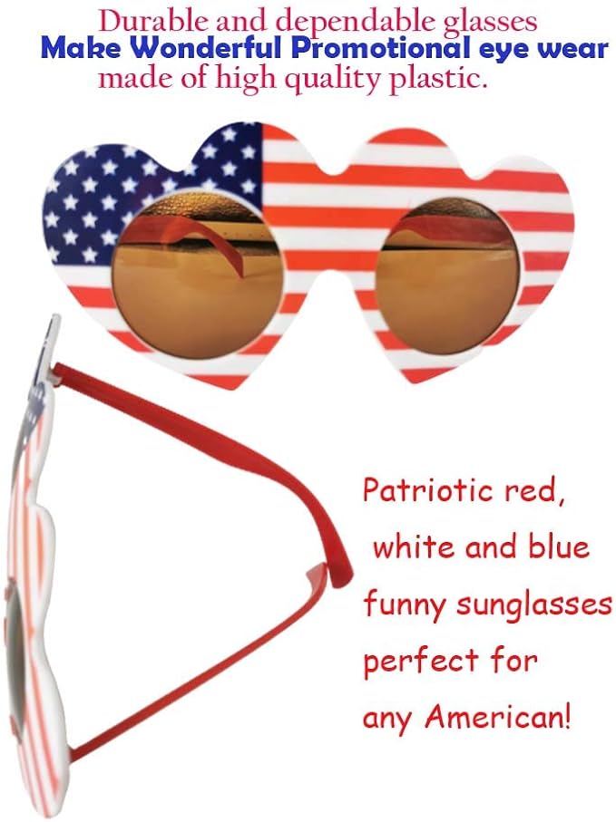 TD.IVES12 Pack American Flag Glasses USA Patriotic Party Sunglasses Masks Cool Shaped Plastic Eyewear for Party Props
