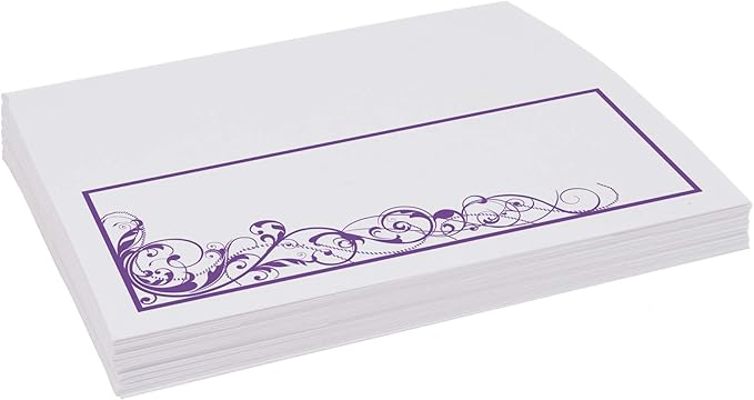 Scribble Vintage Swirl Place Cards, Purple (Choose Color), Set of 150, Pre-cut and Scored - Wedding, Party, Dinner, and Special Events - Made in the USA