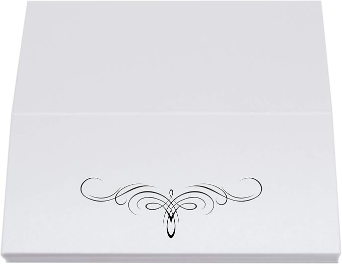 Decadent Flourish Place Cards, Black (Choose Color), Set of 25, Pre-cut and Scored - Wedding, Party, Dinner, and Special Events - Made in the USA