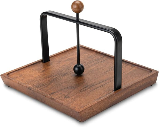 Stylish Wooden Napkin Holder with Weighted Arm – Perfect for Paper Napkins, Cocktail Napkins – Elegant Design for Kitchen, Dining Table, Café, and Bar