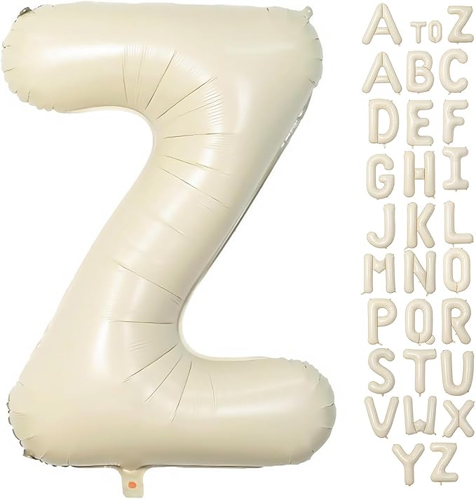 Cream Letter Z Balloons,40 Inch Balloons Letter Z Mylar Helium Large Z Balloon for Birthday Party Anniversary Decorations