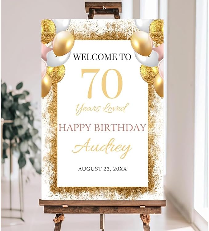 Personalized Sign for 50th Birthday Party - Decorations Celebration Sign, Happy Birthday Any Age Board, Minimalist Party Signs#2