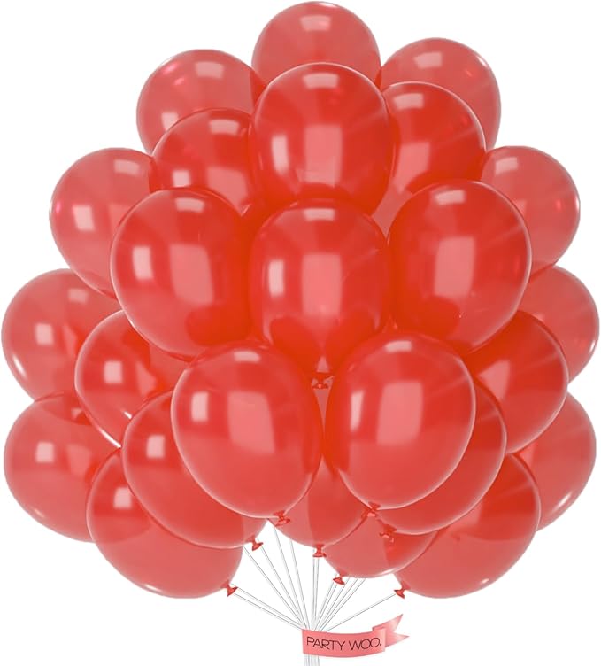 PartyWoo Pearl Red Balloons 50pcs 12 Inch Red Latex Helium Balloons for Graduation Wedding Anniversary Birthday Valentine's Day Bachelorette Citizenship Strawberry Theme Party Decorations Red-Z06