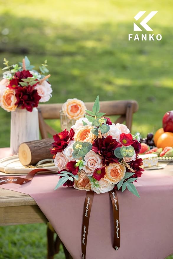 FANKO Rose Artificial Flowers Combo for DIY, Fake Rose Silk Flowers with Greenery, Faux Flowers for Wedding Bridal Bouquet, Baby Shower, Table Centerpieces, Floral Arrangement, Party Home Decoration