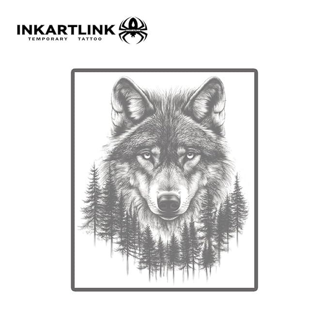 INKARTLINK Tattoo Tech, 2 Sheets Large Semi Permanent Tattoo, Temporary Tattoos, Last 1-2 Weeks, Waterproof, Realistic Look, No Adhesive, No Reflection （animal man)310