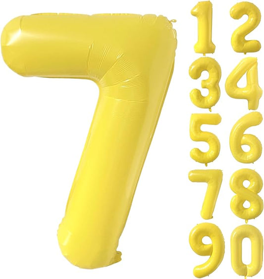40 inch Yellow Number Balloon Giant Foil Helium Balloons Number 7 Balloon for 7th Birthday Party Decorations