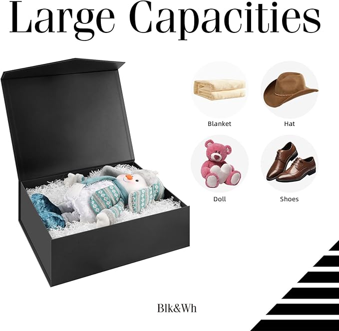 BLK&WH Extra Large Gift Box with Lid 19.2x15.8x7 Inches, Black Gift Box for Clothes and Large Gifts (Matte Black)