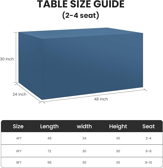 Ascoza 2 Pack Fitted Tablecloth for 4 Foot Rectangle 48 x 24 Inch Mediterranean Blue Table Covers Water Resistant Polyester Cloth for Folding, Parties,Display, Trade Show (Mediterranean Blue)