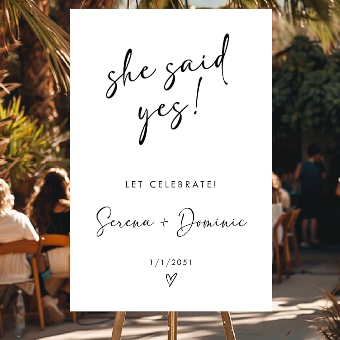 Personalized Engagement Welcome Sign – Minimalist Engagement Party Yard Sign – We’re Engaged Signs – Engagement Party Decorations for Couple - She Said Yes! (Version 4)