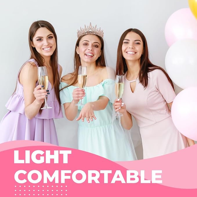 Birthday Tiara Crown with Sash for Women, Headband Hair Accessories for Wedding Party Costume Rose