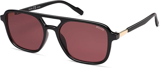 SOJOS Retro Aviator Sunglasses for Women Men,Trendy Rectangle Womens Mens Shades Sun Glasses SJ2202