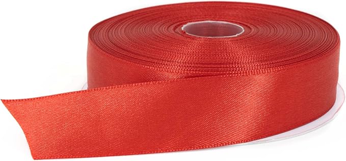 Red Satin Ribbon - 1 inch x 50 Yards, Double Face Solid Color, Thick and Durable Ribbon Roll for Gift Wrapping, Crafts, Hair and Multiple Decorations
