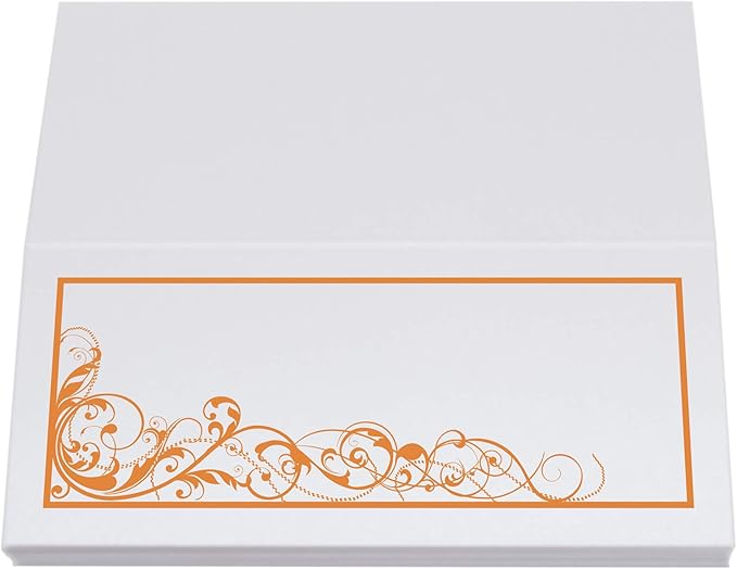 Scribble Vintage Swirl Place Cards, Orange (Choose Color), Set of 150, Pre-cut and Scored - Wedding, Party, Dinner, and Special Events - Made in the USA