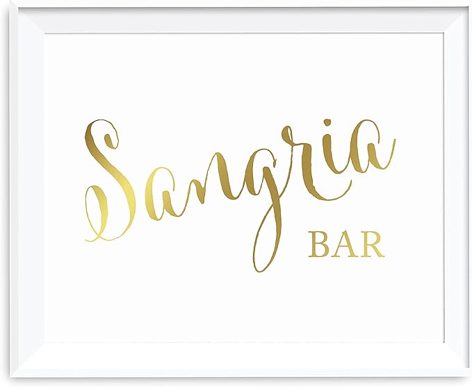 Andaz Press Wedding Party Signs, Metallic Gold Ink Print, 8.5x11-inch, Sangria Bar Sign, 1-Pack, Unframed