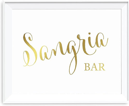 Andaz Press Wedding Party Signs, Metallic Gold Ink Print, 8.5x11-inch, Sangria Bar Sign, 1-Pack, Unframed
