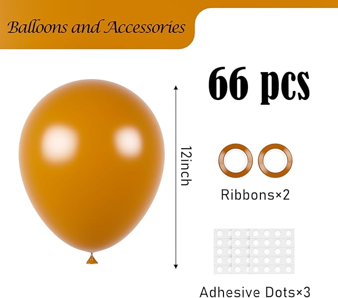 Burnt Orange Balloons, 66pack 12inch Retro Orange Latex Party Balloons for Wedding, Birthday, Graduation, Bridal Shower, Baby Shower, Gender Reveal, Anniversary Party Decorations