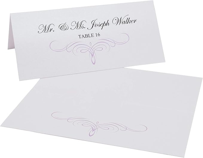 Decadent Flourish Printable Place Cards, Lavender (Choose Color), Set of 150 (25 Sheets), Laser & Inkjet Printers - Wedding, Party, Dinner, and Special Events - Made in the USA