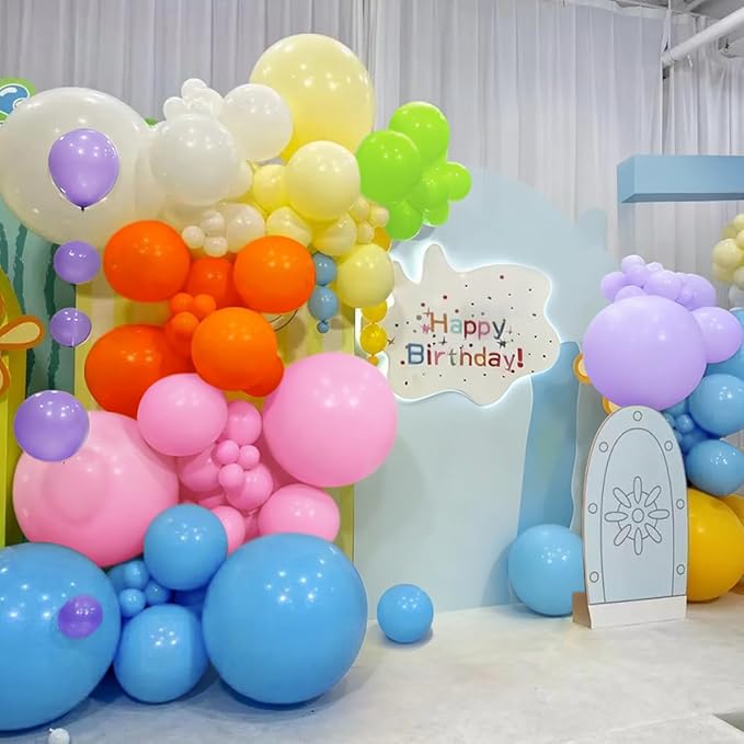 Colorful Rainbow Balloon Arch Kit, 166Pcs Multicolor Birthday Bright Balloons Garland for Birthday Baby Shower Wedding Party Decorations