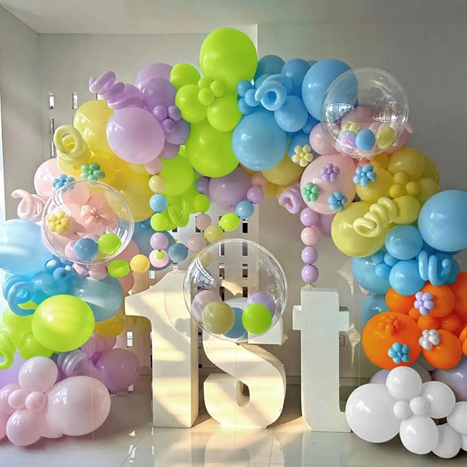 Colorful Rainbow Balloon Arch Kit, 166Pcs Multicolor Birthday Bright Balloons Garland for Birthday Baby Shower Wedding Party Decorations