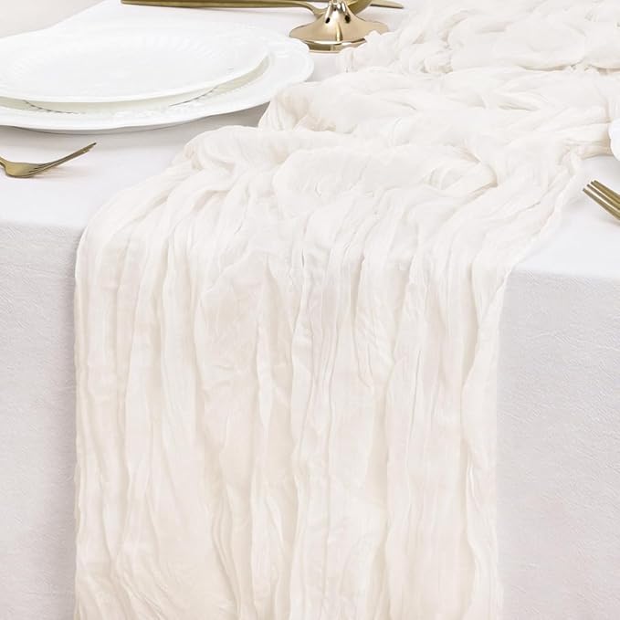 Ivory Table Runner Cheesecloth Table Runner 14FT Farmhouse Table Runners 160 Inches Fall Table Decor Dining Room Centerpiece Wedding Boho Baby Shower Birthday
