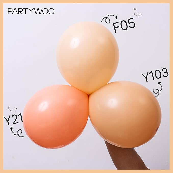 PartyWoo Retro Apricot Balloons, 85 pcs Apricot Balloons Different Sizes Pack of 18 Inch 12 Inch 10 Inch 5 Inch for Balloon Garland as Birthday Decorations, Party Decorations, Baby Shower Decorations