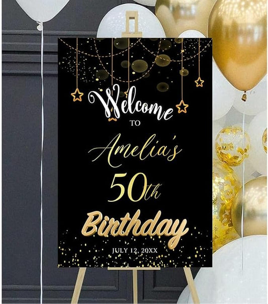 Personalized Sign for 50th Birthday Party - Decorations Celebration Sign, Happy Birthday Any Age Board, Minimalist Party Signs#9