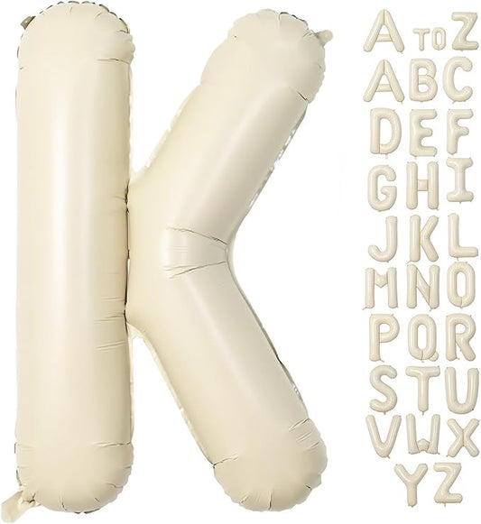 Cream Letter K Balloons,40 Inch Balloons Letter K Mylar Helium Large K Balloon for Birthday Party Anniversary Decorations
