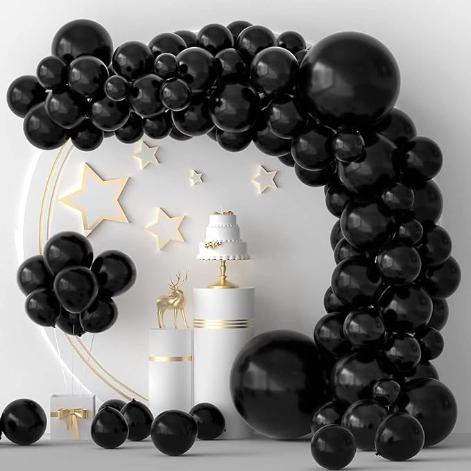 Labeol Halloween Balloons Black Balloons Different Sizes 151PCS 18/12/10/5 Inch Black Balloon Garland Arch Kit Quality Latex Balloons Decorations for Party Birthday Graduation Wedding