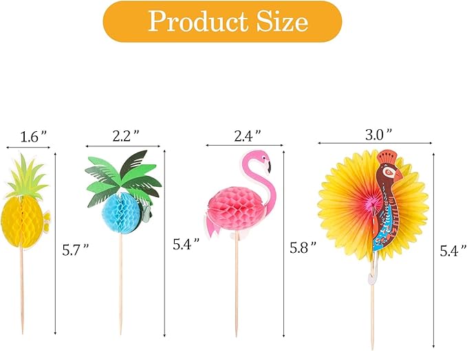200PCS Cocktail Picks 4.7 Inch Hawaii Fruit Sticks Tropical Themed Bamboo Sticks Flamingo Pineapple Palm Shape Picks for Summer Beach Birthday Party Favors Supplies (Mixed)