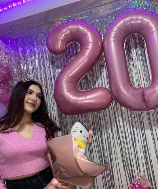 Pearl Pink 40 Inch 0 Number Balloons, 0 Decorations for 10 20 30 40 50 60 70 80 90 100 Birthday, Pearlescent Pink Foil Giant Birthday Graduations Anniversary Party Balloon