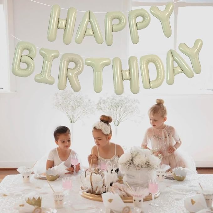 TONIFUL 52 Pcs 16 Inch Cream Green Letter A-Z Balloons,Custom Phrase Mylar Foil Alphabet Letter DIY Personalized Phrase Banner for Birthday Anniversary Celebration Graduation Party Supplies Decor