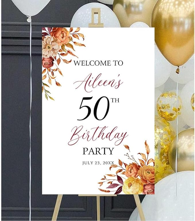 Personalized Sign for 50th Birthday Party - Decorations Celebration Sign, Happy Birthday Any Age Board, Minimalist Party Signs#8