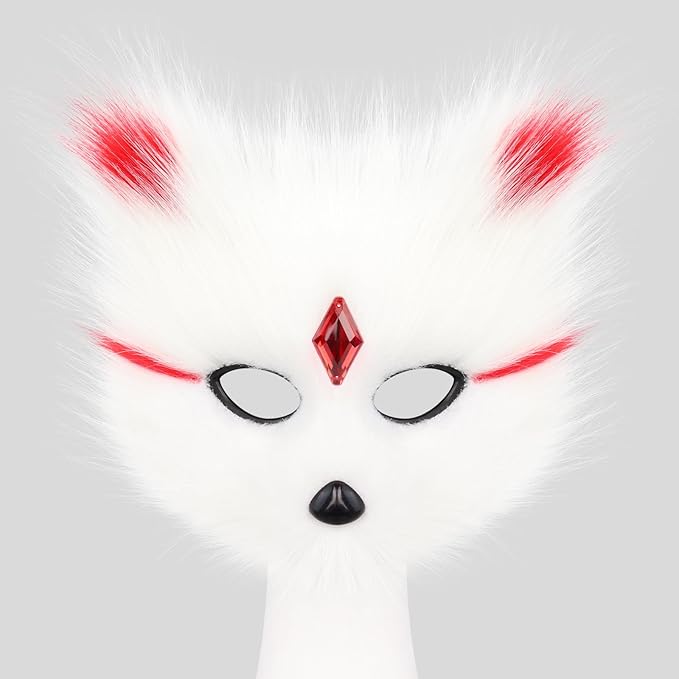 Animal Fox Wolf Mask Halloween Party Cosplay Costumes Props Plush Cat Half Face Masks Christmas Masquerade