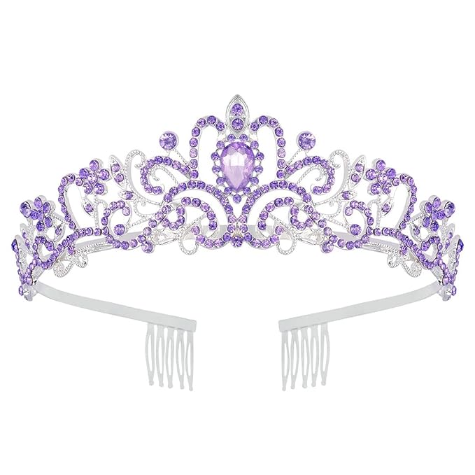 Tiara Crown for Women, Headband Hair Accessories for Birthday Wedding Party Costume Purple