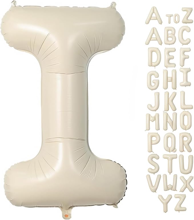 Cream Letter I Balloons,40 Inch Balloons Letter I Mylar Helium Large I Balloon for Birthday Party Anniversary Decorations