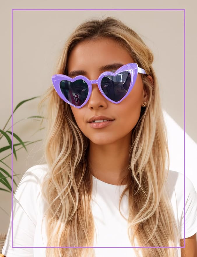 8 Pack Heart Sunglasses Vintage Cat Eye Heart Glasses Retro Bachelorette Bride Sunglasses Bulk for Women