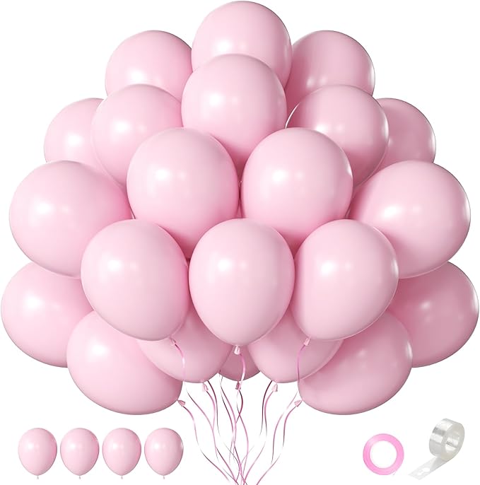 Pink Balloons 60 PCS Light Pink Balloons 12 Inch Pastel Baby Pale Pink Balloons for Girls Women Birthday Party Baby Shower Gender Reveal Wedding Decoration
