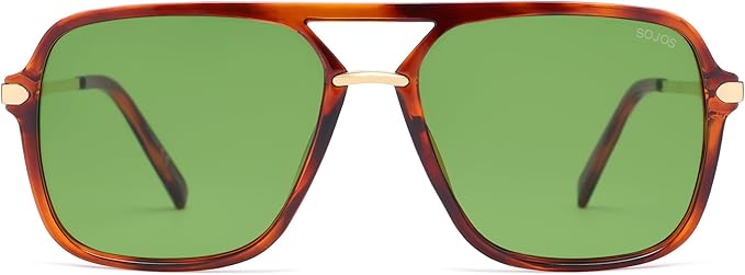 SOJOS Sunglasses for Women & Men, Square, Retro, Polarized Lens, Trendy Aviator, 90s Shades