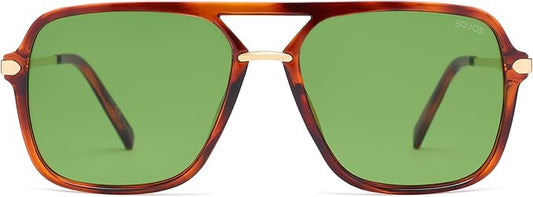 SOJOS Sunglasses for Women & Men, Square, Retro, Polarized Lens, Trendy Aviator, 90s Shades