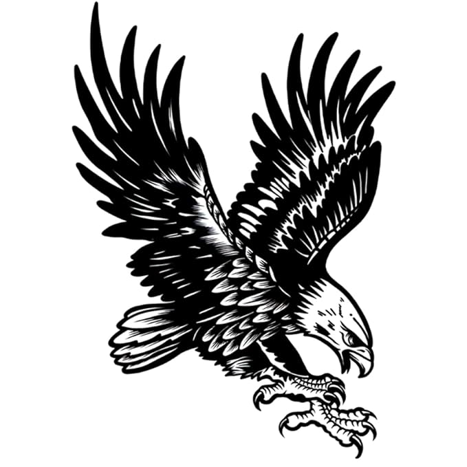 INKARTLINK Tattoo Tech,2 Sheets Extra-Large Semi Permanent Tattoo,Adult Art Design Temporary Tattoos, Lasts 1-2 Weeks, Waterproof, Realistic Look, No Adhesive, No Reflection (Eagle Design)